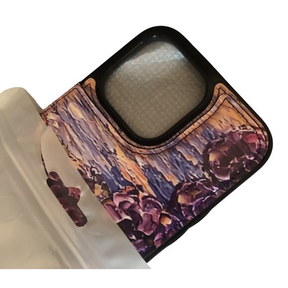 iPhone 14 Pro Max Wallet Case with Bracelet Oil Painting Purple by HianDier - Picture 5 of 5